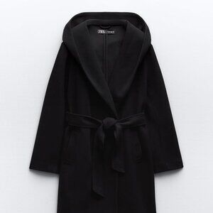 Zara Women's Hooded Coat Black Sz XS